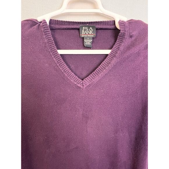 Jos A Banks Signature Collection V Neck Sweater Men'sLarge Burgundy Pima Cotton - Picture 3 of 8
